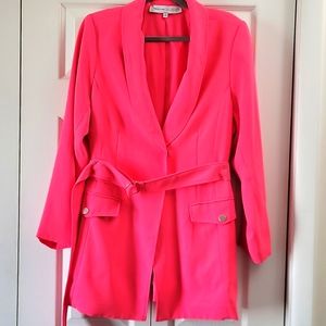 Eloquii Bright Pink Belted Shawl-Collar Blazer